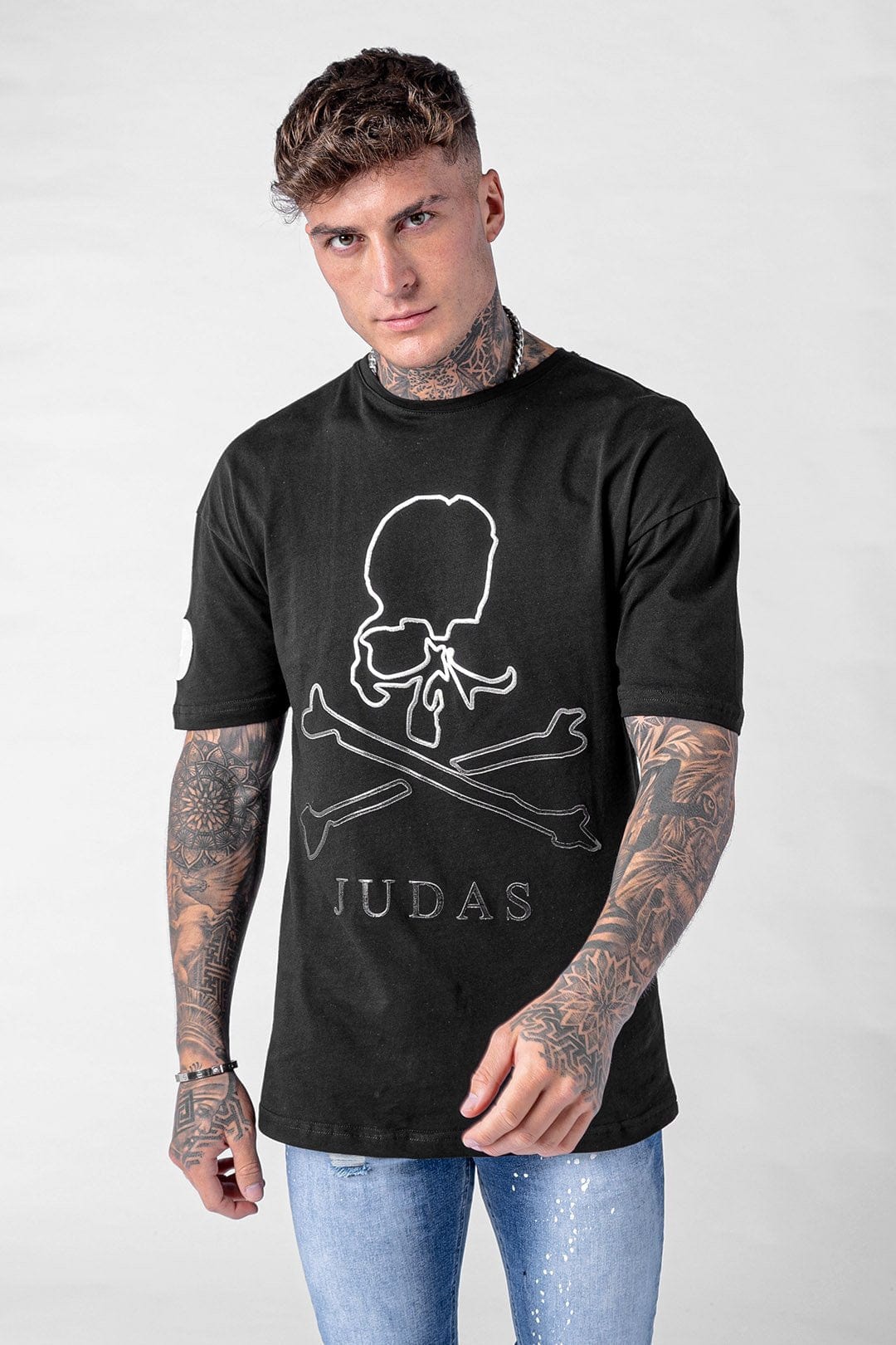 Fader Ombre Foil Skull T-Shirt - Black