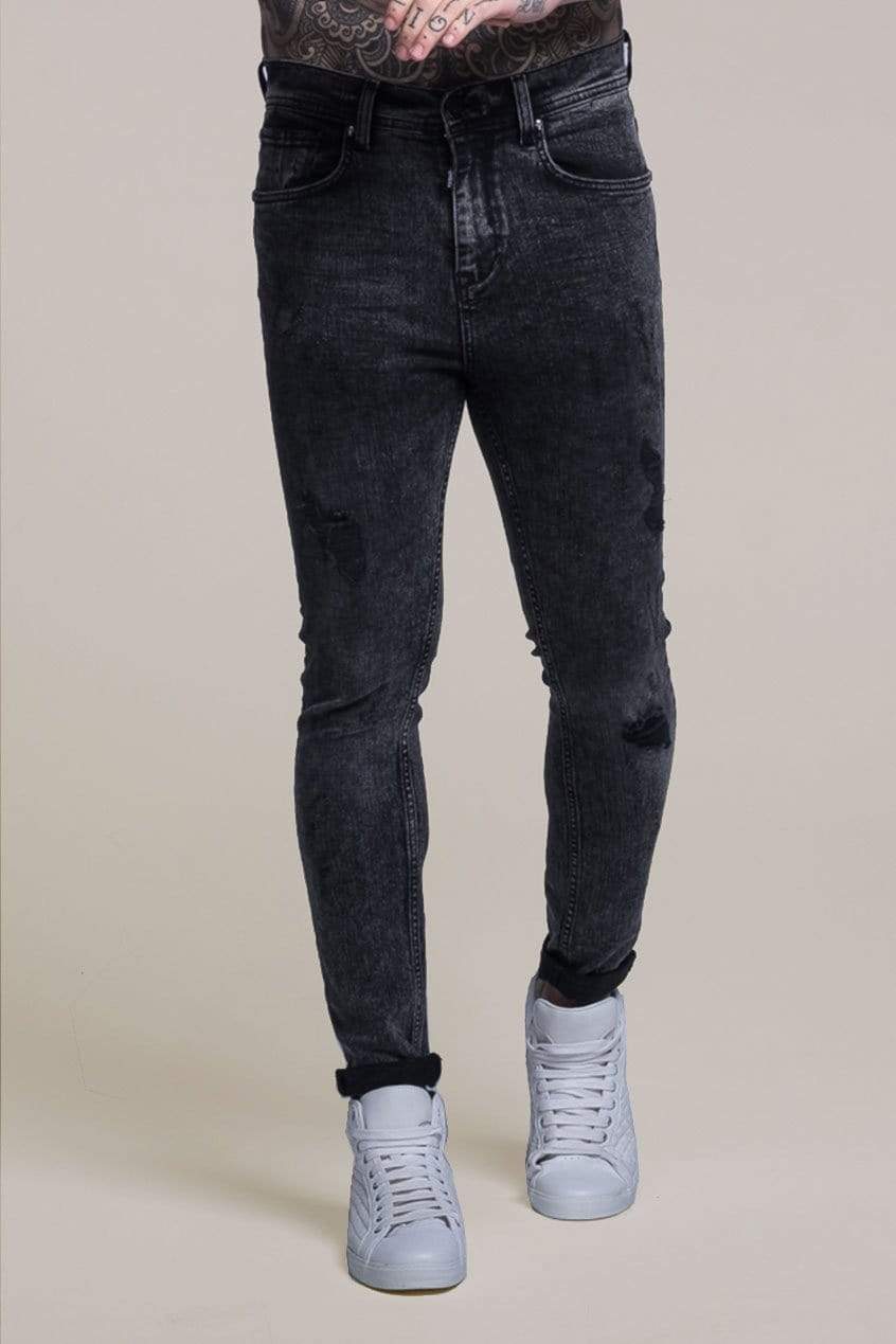 Judas Sinned Streetwear Grey Distressed Skinny Jeans | Men's Jeans