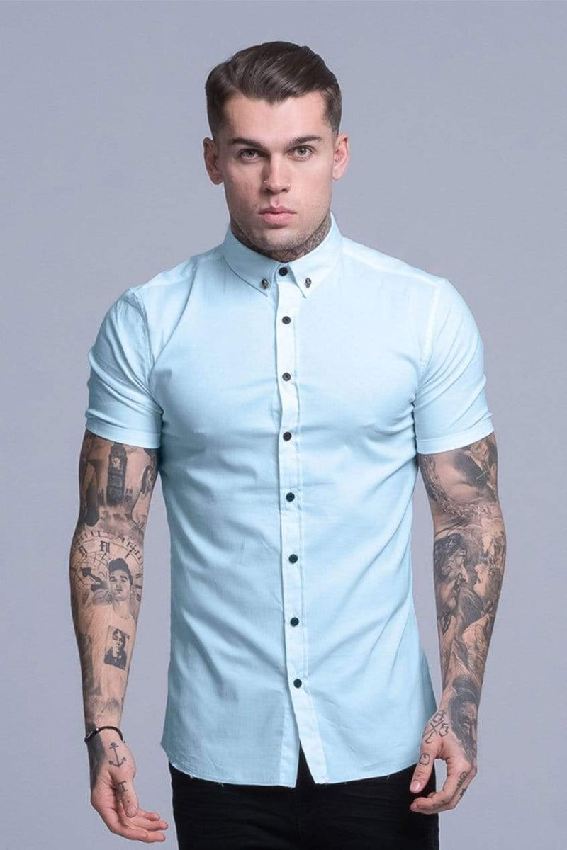 Judas Sinned Clothing Judas Sinned Smart Short Sleeved Disciple Men's Shirt - Light Blue